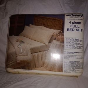 New Old Stock Marlborough Lustersoft No Iron 4 Piece Full Bed Set Sealed Floral